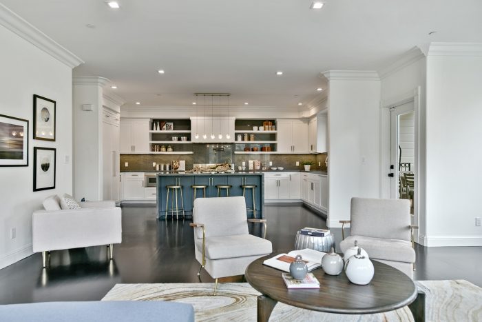 View of the living area and kitchen