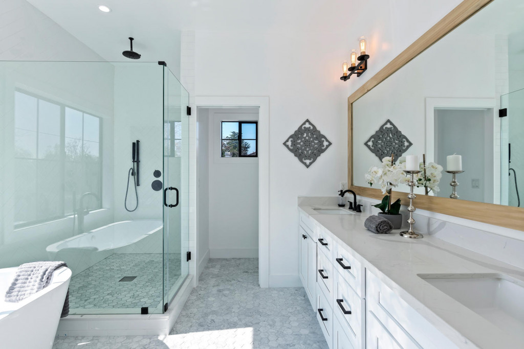 bathroom with glass