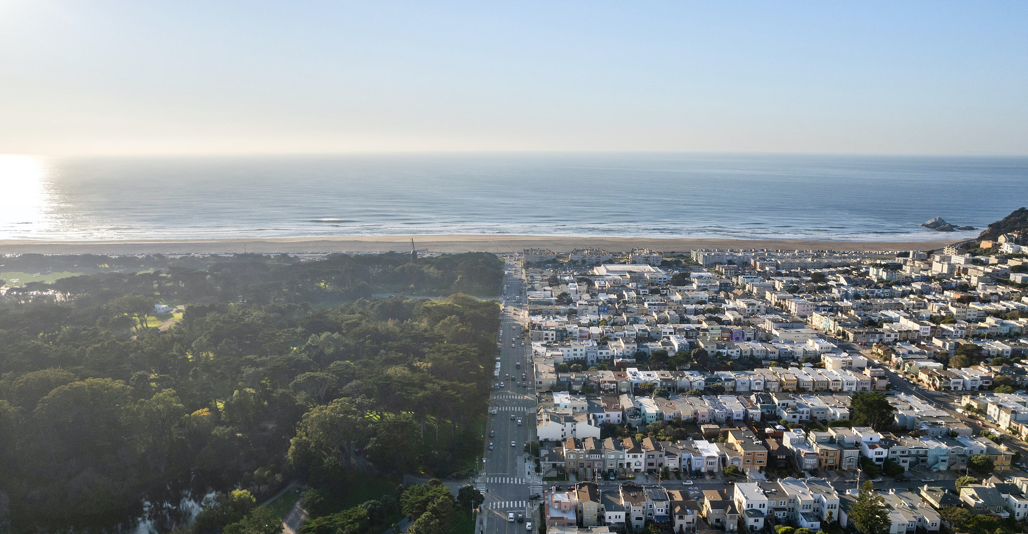 Aerial view of Outer Richmond neighborhood