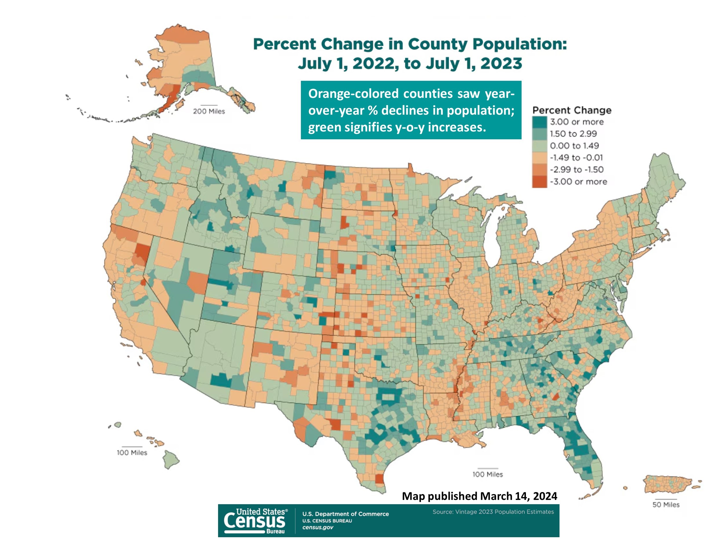 Percent Change in County Population: July 1, 2022, to July 1, 2023