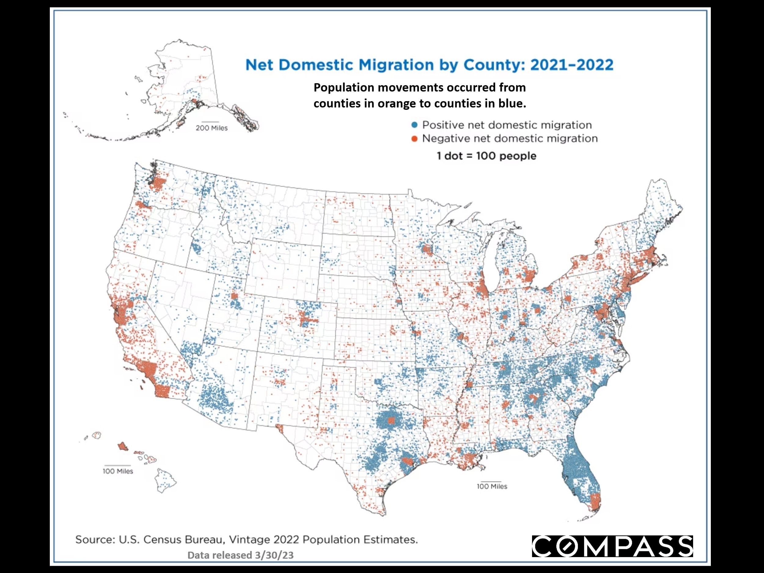 Net Domestic Migration by County: 2021-2022