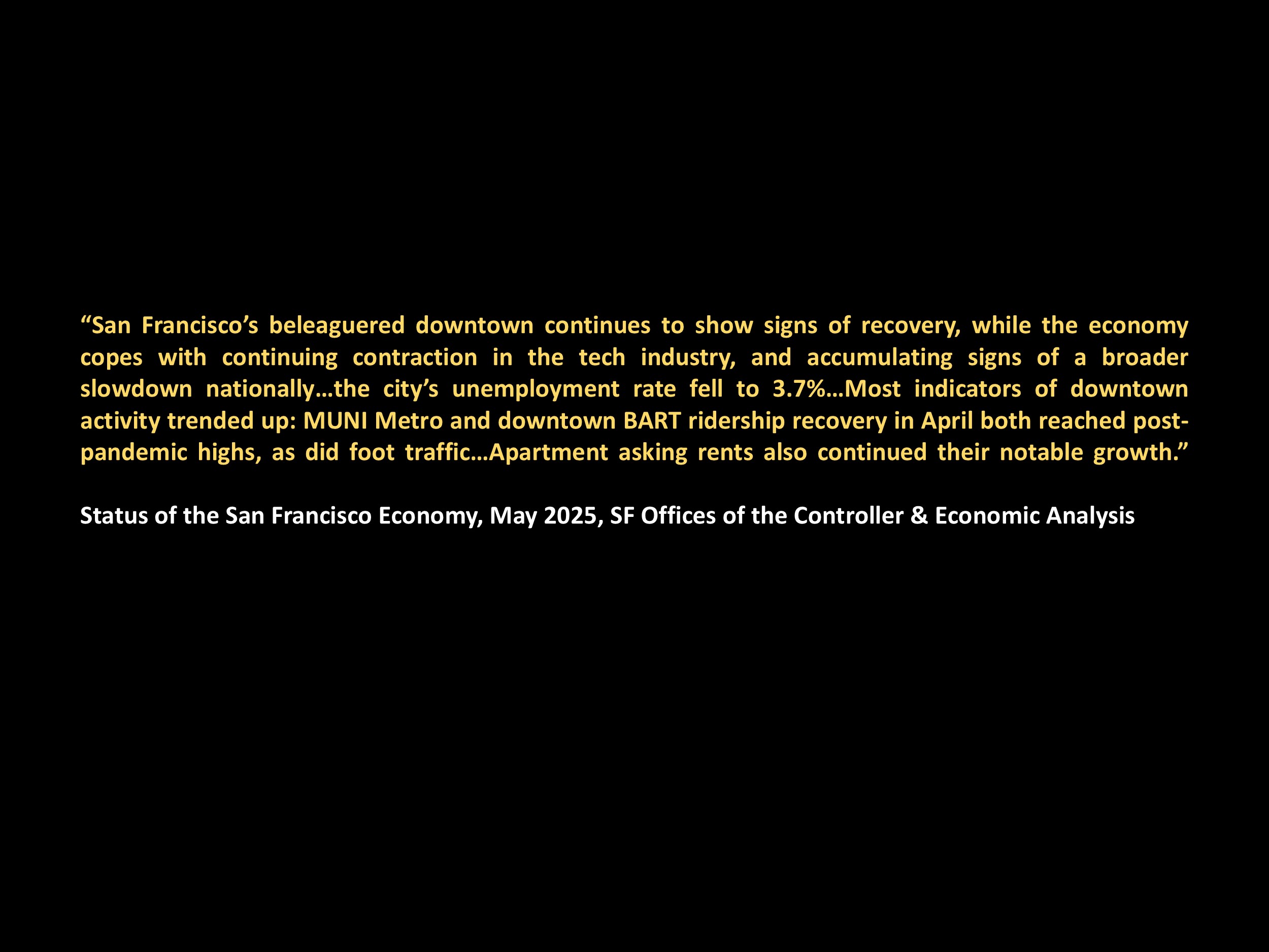 Status of the San Francisco Economy, May 2025, SF Offices of the Controller & Economic Analysis