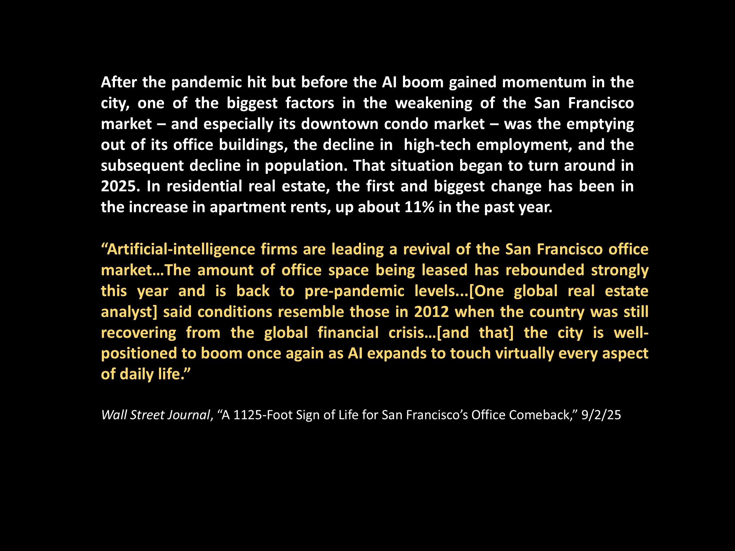Wall Street Journal, "A 1125-Foot Sign of Life for San Francisco's Office Comeback," 9/2/25