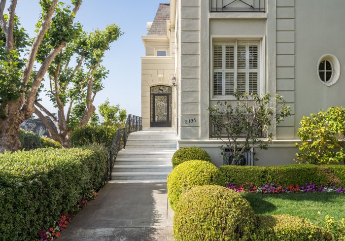 View of the entry to a large home