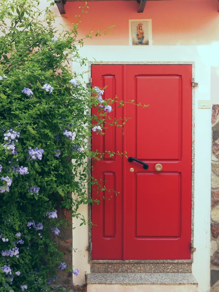 View of a red door