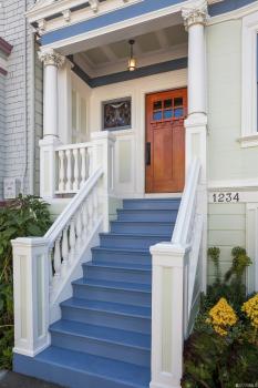 Blue steps leading to the entry of 1234 5th Avenue