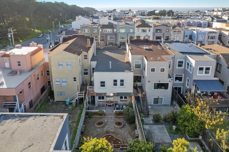 A bird's eye view of the house and yard