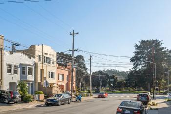 View of the facade looking towards Golden Gate Park