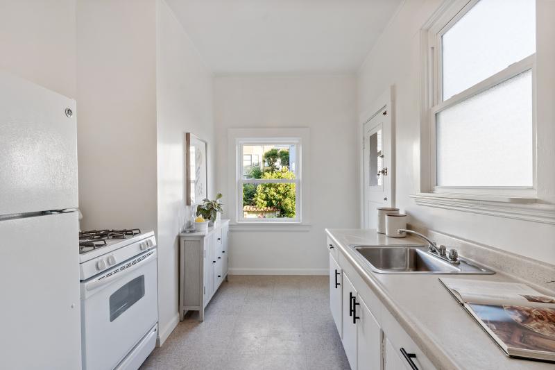View of kitchen entering from the dining room