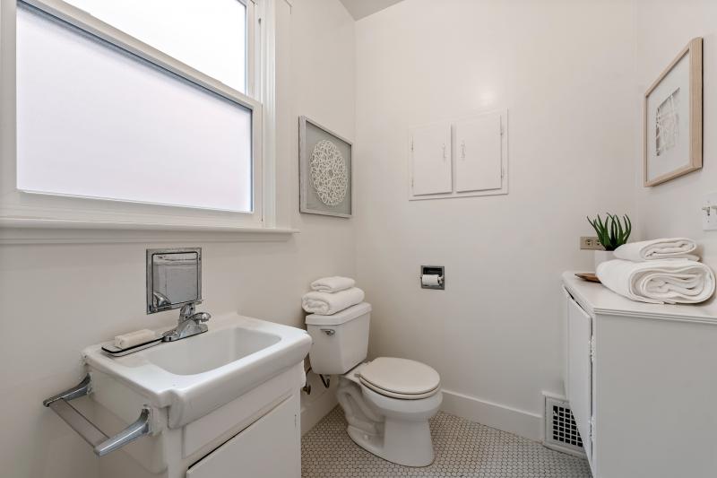 Bathroom sink and toilet