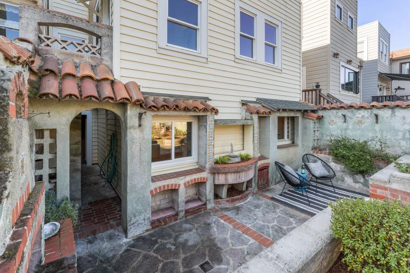 View of the rustic patio kitchen from above