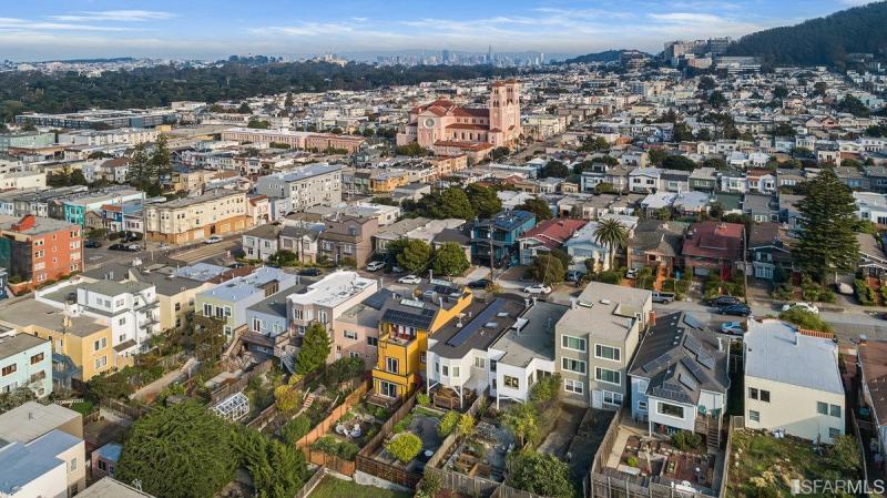 Aerial view of 1443 16th Street, showing proximity to The Mission