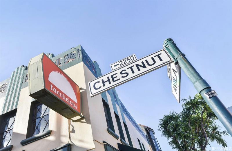 Street signs for Chestnut and Avila
